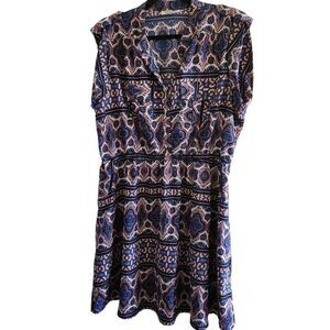 Speed Control New York Elastic Waist Midi Dress Pockets Button Upper Size 3X
